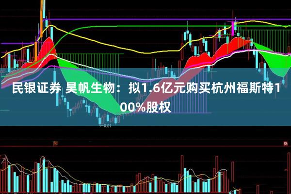 民银证券 昊帆生物：拟1.6亿元购买杭州福斯特100%股权